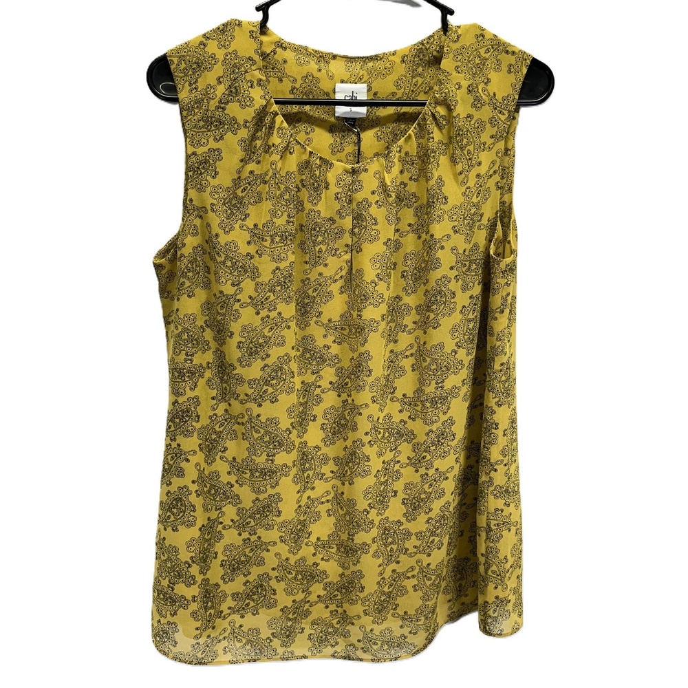 NWT Cabi Gold Black Paisley Womens‎ Sleeveless Shine V-Neck Blouse Small
